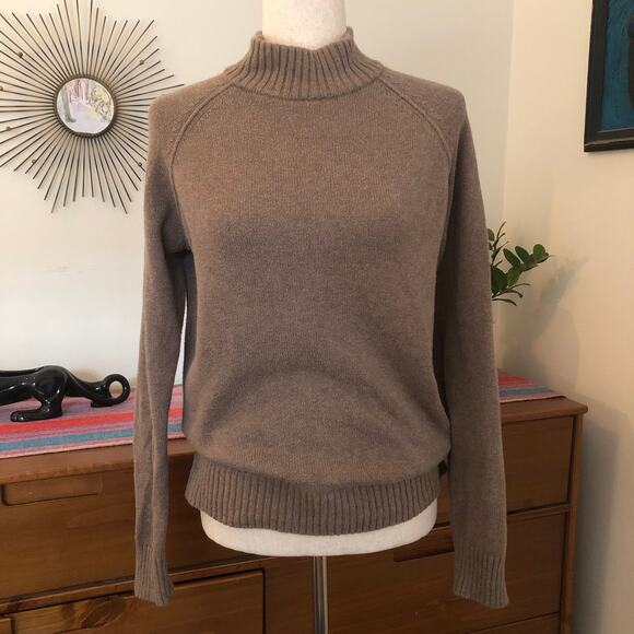 Jeanne Pierre 100% Cotton Mock Neck Sweater Brown M Minimalist Academia Preppy - Picture 1 of 7